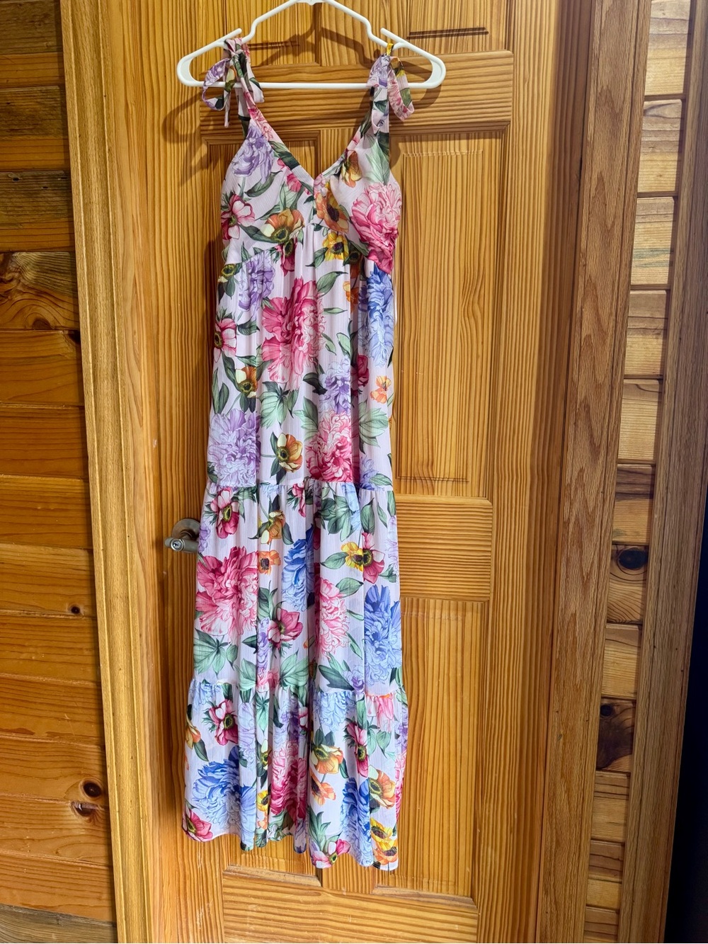 Express Floral Tie-Shoulder Dress — Pink, Yellow & Green - Picture 2 of 4
